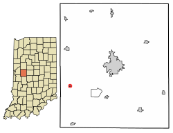 Location of Alamo in Montgomery County, Indiana.