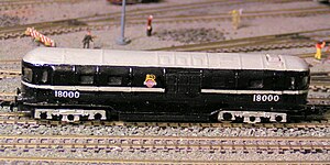 「英國鐵路18000號機車」N軌模型。