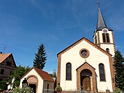 L'église protestante, partiellement inscrite aux MH[40].