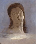『目を閉じて』（1890年）ルドン