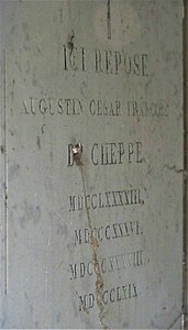 Plaque sépulture d'Augustin César François de Cheppe