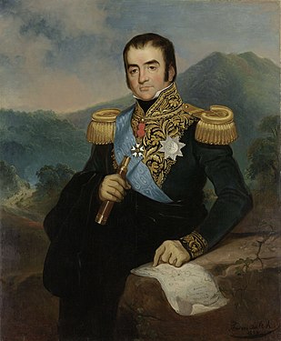 Posthumous portrait of Herman Willem Daendels, Governor-General of the Dutch East Indies, and Divisional General in Napoleon's Grande Armée (painting by Raden Saleh)