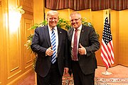 President Trump and Australian Prime Minister Scott Morrison President Trump at a Working Dinner with Australia (48138086568).jpg