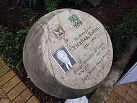 A memorial stone honouring Rabin in Wellington, New Zealand
