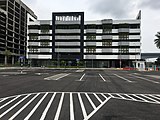 Multi-storey park and ride building next to the station.