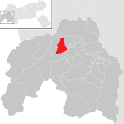 Kommunens läge i distriktet Landeck