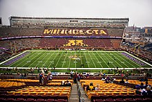 Minnesota Vikings colors on Huntington Bank Stadium's field TCF Bank Stadium Vikings.jpg