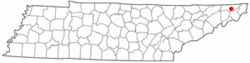 Location of Bluff City, Tennessee