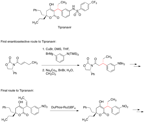 Syntetické postupy na vytvoření stereocentra při výrobě Tipranaviru
