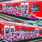 UTAH and ETHER graffiti on German trains