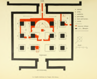 Plan of the Christian church (red) inserted into the temple of Wadi es-Sebua