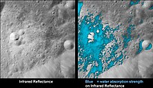 Chandrayaan-1 - Water Around Fresh Moon Crater Water Around Fresh Moon Crater.jpg