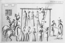 Women being hanged for witchcraft, Newcastle, 1655 Women hanged for witchcraft Newcastle 1655.png
