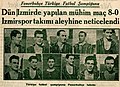 11 Kasım 1933 tarihli Vakit gazetesinde Fenerbahçe'nin 1933 yılı Türkiye Futbol Şampiyonluğu.