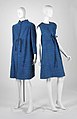 1968 dress and coat ensemble, blue wool tweed