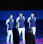 Das Herrenteam bei der Siegerehrung 2012 (v. l. n. r.): Joo Se-hyuk, Oh Sang-eun, Ryu Seung-min