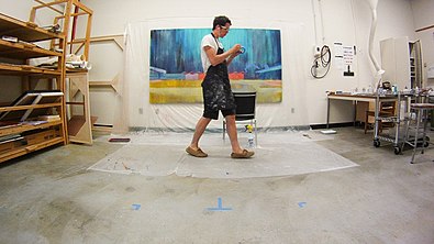 Still from a time-lapse video documenting Bingaman's painting process.