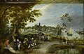 Landscape with figures and a village fair by Adriaen Pietersz van de Venne, 1615