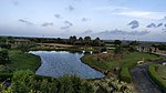 Aerial view of pond at palai genetic heritage garden