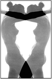 Photography may be used both to capture reality and to produce a work of art. While photo manipulation was often frowned upon at first, it was eventually used to great extent to produce artistic effects. Nude composition 19 from 1988 by Jaan Kunnap. Aktikompositsioon 19 (J. Kunnap).jpg