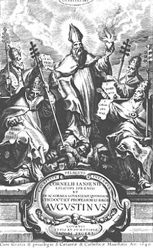 The title page of Augustinus
by Cornelius Jansen, published posthumously in 1640. The book formed the foundation of the subsequent Jansenist controversy. Augustinus.jpg