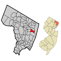 Map highlighting Cresskill's location within Bergen County. Inset: Bergen County's location within New Jersey