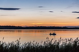 Sunset at lake Cospuden, Saxony, Germany