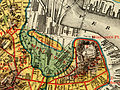 1880 map showing the location of Haymarket Square in relation to the original shoreline of Boston.