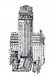 Engraving of St Mark's campanile as it appeared in 1500