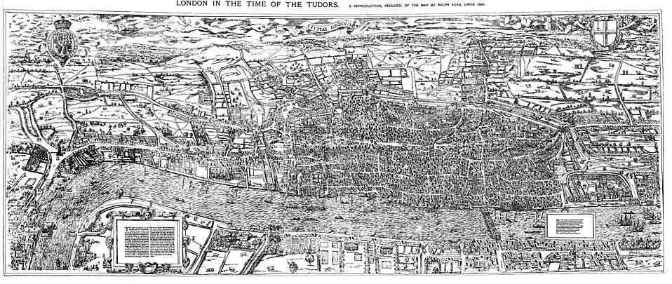 런던의 전경을 담은 목판화 지도 <Civitas Londinum> (1561년)