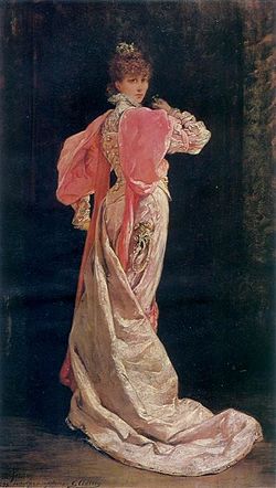 Sarah Bernhardtová jako královna Marie v inscenaci hry z roku 1879 na obraze Georgese Clairina