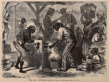 "The First Cotton Gin" conjectural image from 1869 Cotton gin harpers.jpg