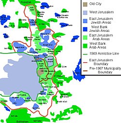 東エルサレムの位置の位置図