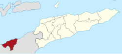 Map of East Timor highlighting Oecusse District