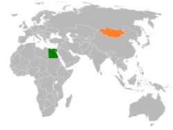 Карта с указанием местоположения Египта и Монголии