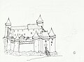 Croquis en élévation représentant une reconstitution du château de Machecoul.