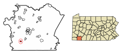 Location of Smithfield in Fayette County, Pennsylvania.