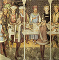 Fratelli Zavattari, Banchetto di nozze, dagli affreschi della Cappella di Teodolinda, Monza (1444).