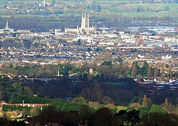 Gloucester frå Painswick Beacon