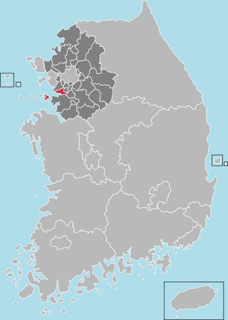 安山市在韩国及京畿道的位置