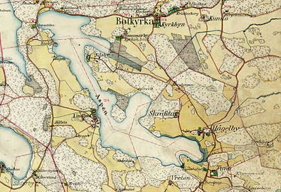 Aspen på häradsekonomiska karta, 1901.