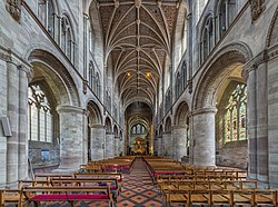 The nave, with Norman columns, viewed towards the choir Hereford Cathedral Nave, Herefordshire, UK - Diliff.jpg