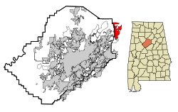 Lokacija v okrožju Jefferson, Alabama in zvezni državi Alabami