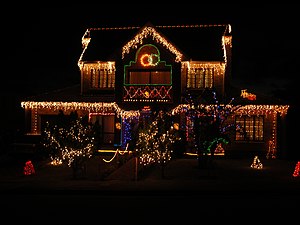 House decorated for Christmas. Jeffreys Bay, E...