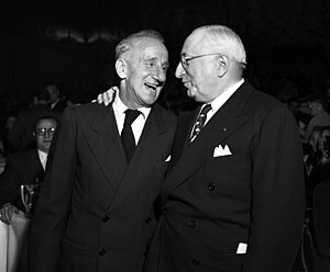 Jimmy Durante and Louis B. Mayer during an awa...