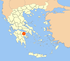 Karte von Griechenland und der Ägäis mit Markierung der Lage von Korinth