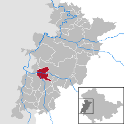 Läget för kommunen Krayenberggemeinde i Wartburgkreis