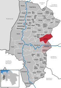 Poziția Lähden pe harta districtului Emsland