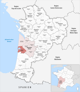 Location within the region Nouvelle-Aquitaine