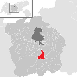 Poloha obce Mühlbachl v okrese Innsbruck-vidiek (klikacia mapa)